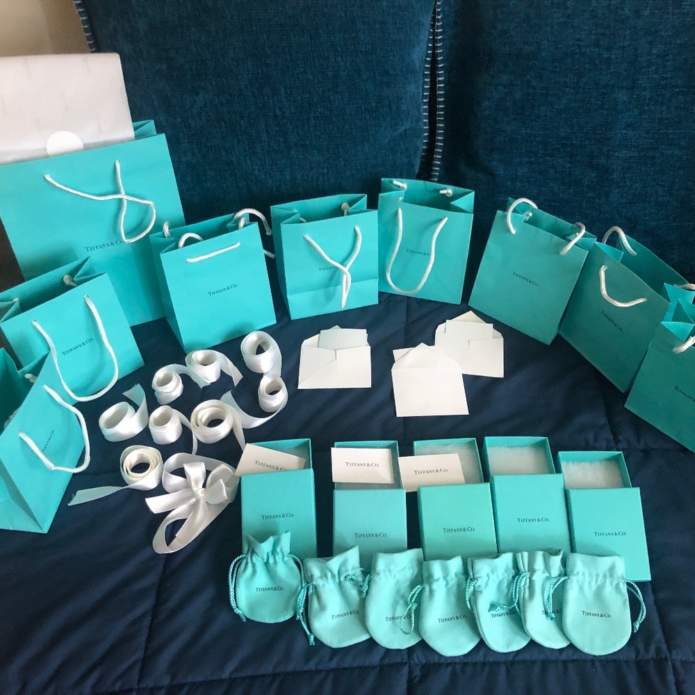 Authentic Tiffany & Co. bags, boxes, ribbon, cards  and pouches